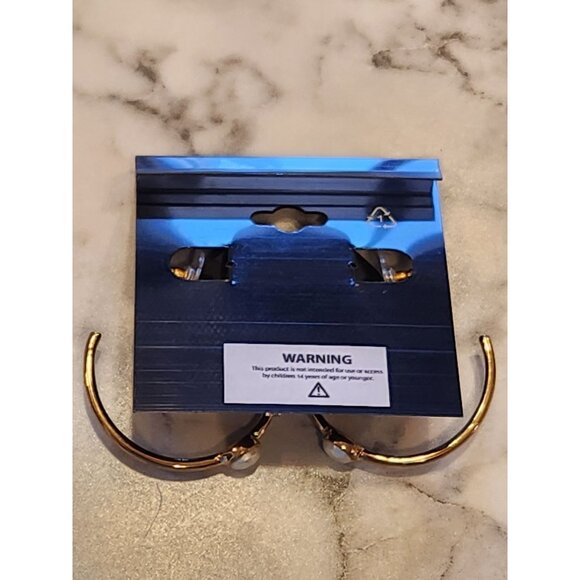 Anne Klein Gold-Tone Hoop Earrings With Faux Pearl & Crystal Accents - Picture 3 of 5